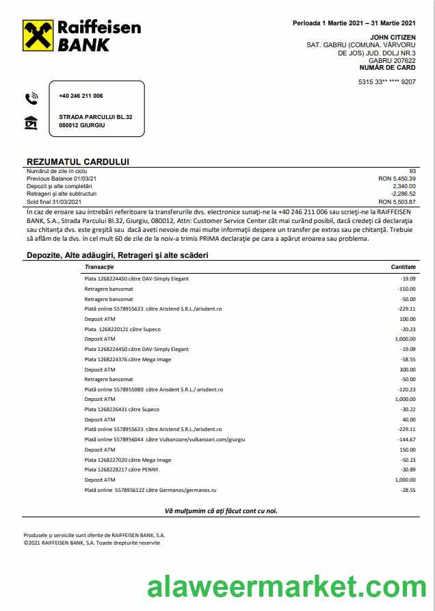 Romania Raiffeisen Bank in Romanian language